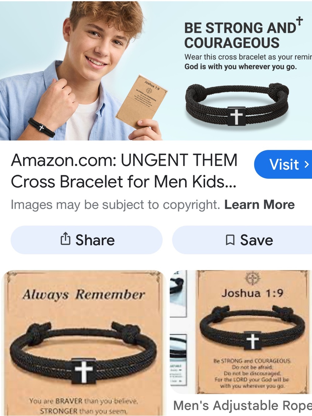 #2529*Unisex’s Inspirational Black Cross Cord Bracelet - Unbranded - Picture 4 of 17